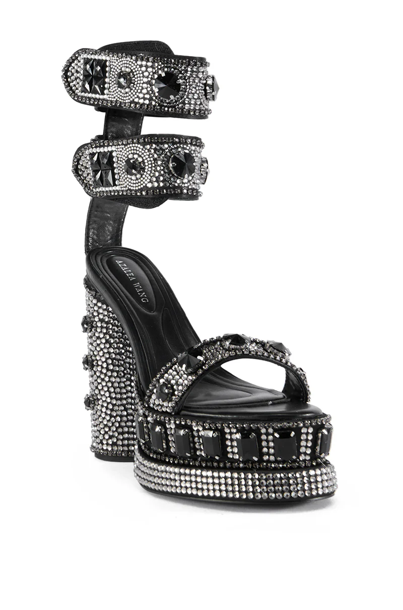 AZALEA WANG BAYOU BLACK RHINESTONE PLATFORM SANDAL - Image 4
