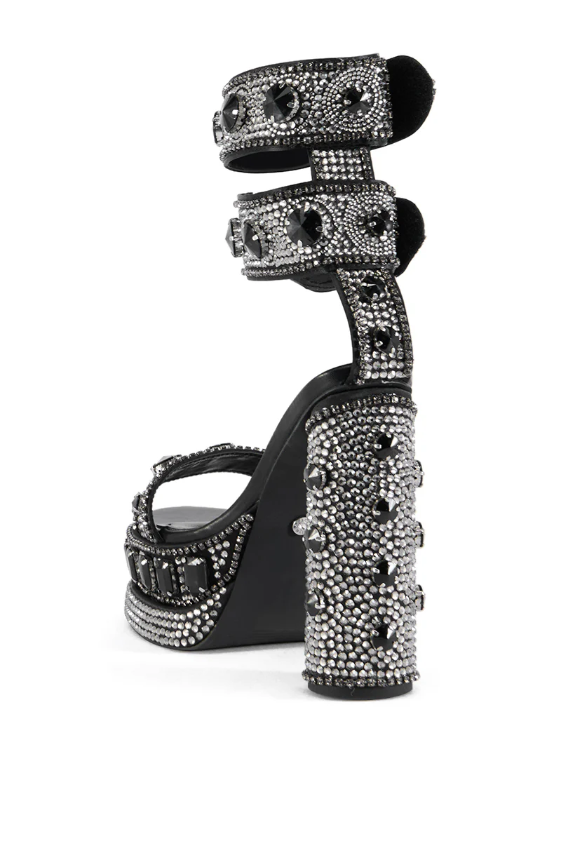 AZALEA WANG BAYOU BLACK RHINESTONE PLATFORM SANDAL - Image 5