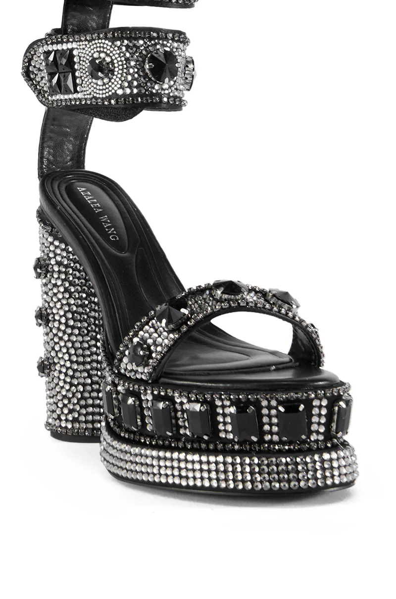 AZALEA WANG BAYOU BLACK RHINESTONE PLATFORM SANDAL - Image 6