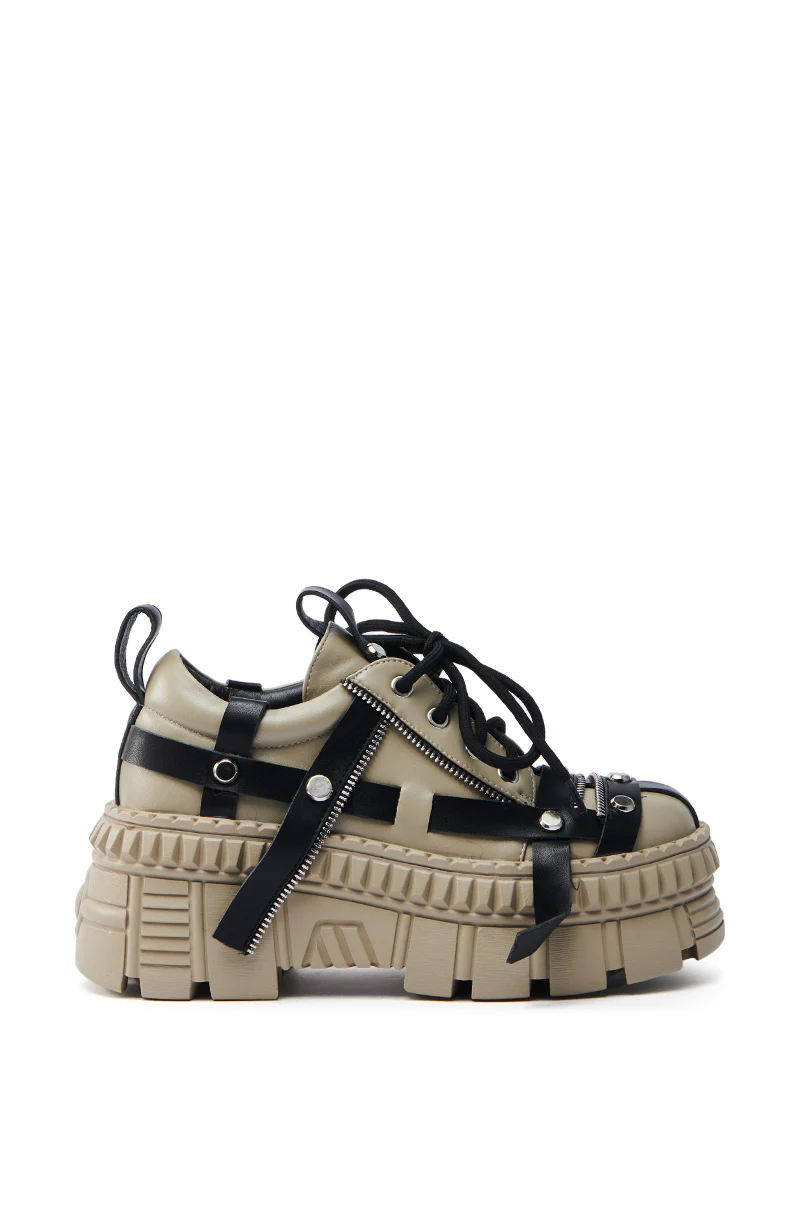  AZALEA WANG BEAGLE KHAKI FLAT SNEAKER - Image 3