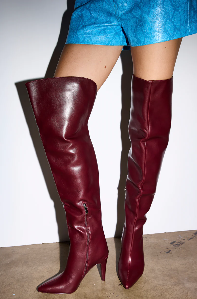 AZALEA WANG BEAUCOUP BURGUNDY OVER THE KNEE BOOT - Image 2