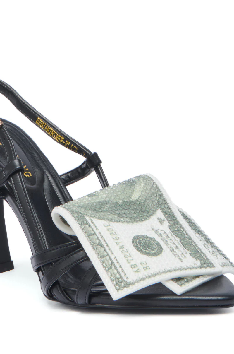 AZALEA WANG BENJAMINS BLACK NEW MONEY SANDAL - Image 9