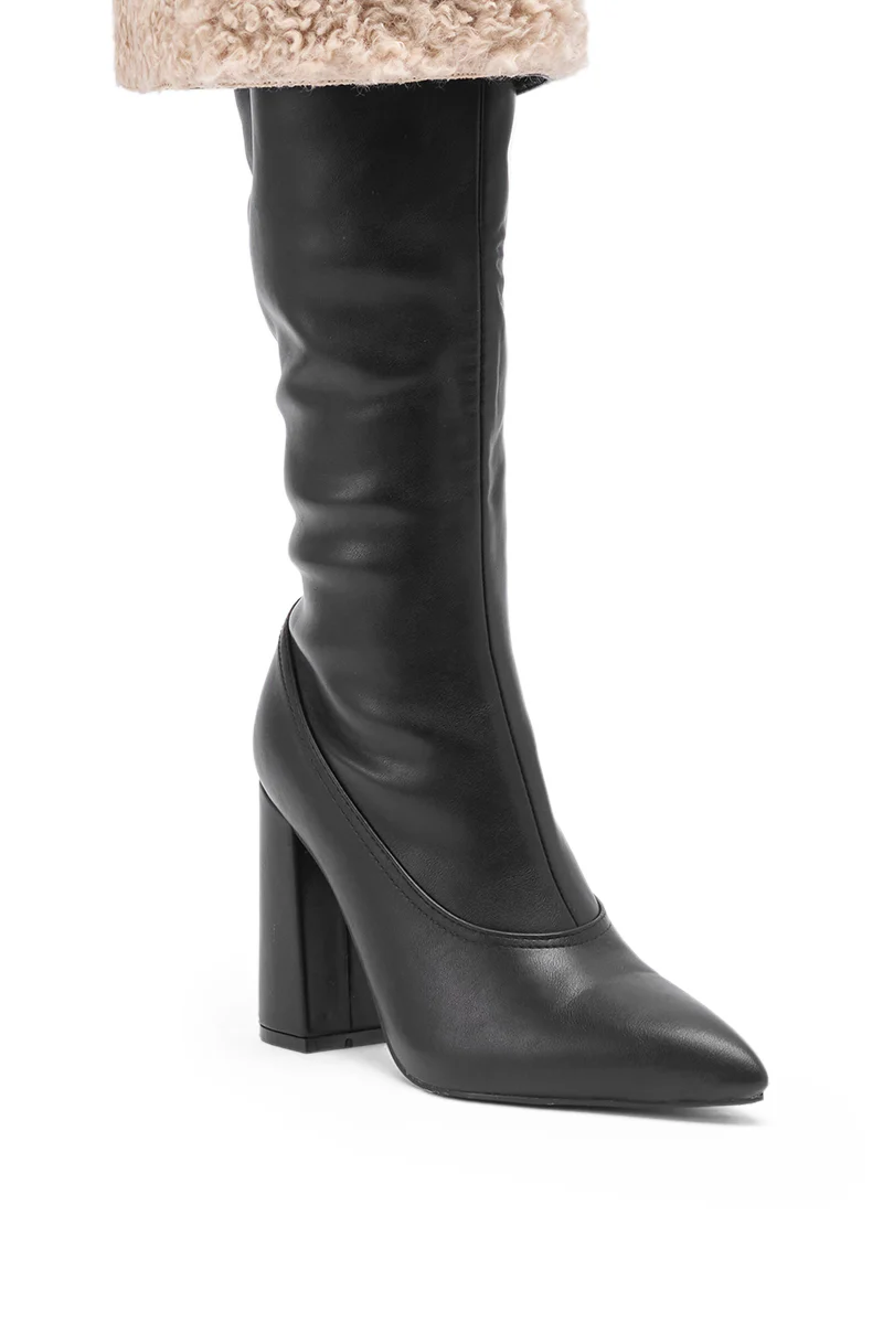 AZALEA WANG BENOUL BLACK SHERPA LINED CHUNKY BOOT - Image 8