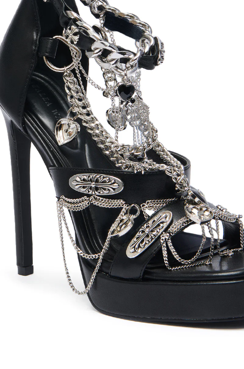 AZALEA WANG BEREN BLACK HARDWARE EMBELLISHED SANDAL - Image 5