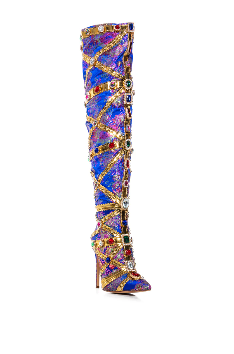 AZALEA WANG BERKLEY BLUE BROCASE STILETTO BOOT - Image 3