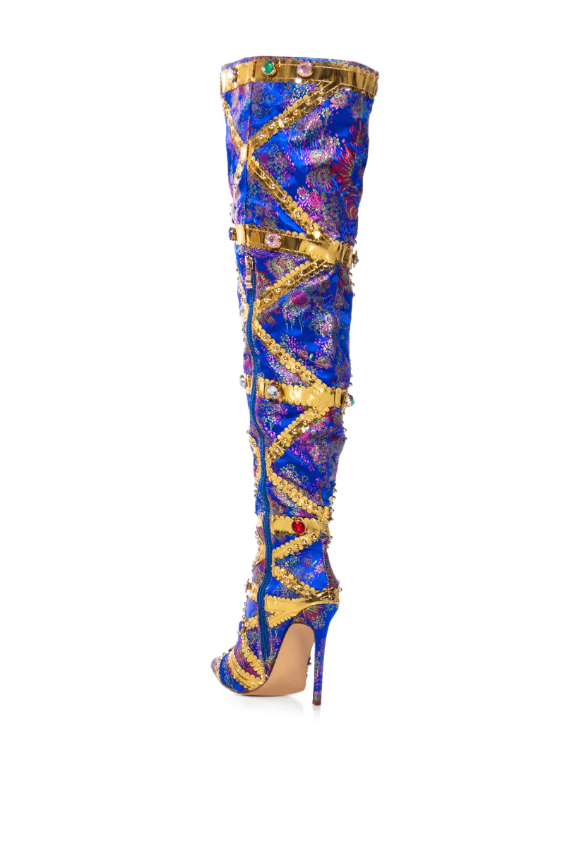 AZALEA WANG BERKLEY BLUE BROCASE STILETTO BOOT - Image 4
