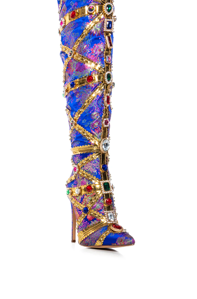 AZALEA WANG BERKLEY BLUE BROCASE STILETTO BOOT - Image 5