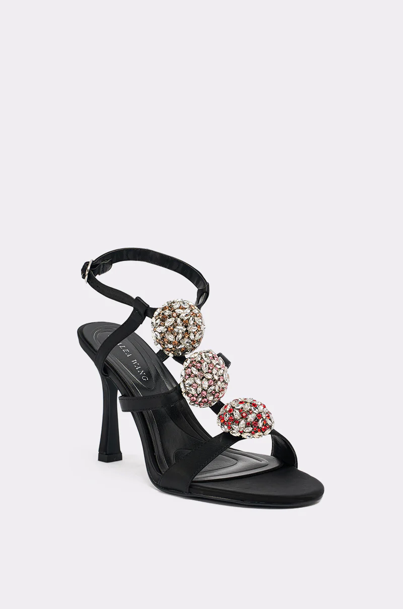 AZALEA WANG BEST BLACK RHINESTONE EMBELLISHED STILETTO SANDAL - Image 6