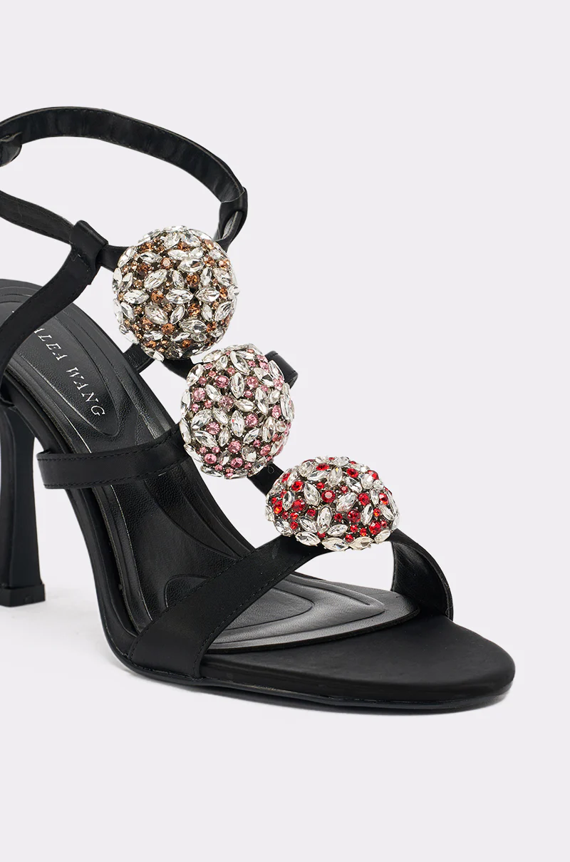 AZALEA WANG BEST BLACK RHINESTONE EMBELLISHED STILETTO SANDAL - Image 8