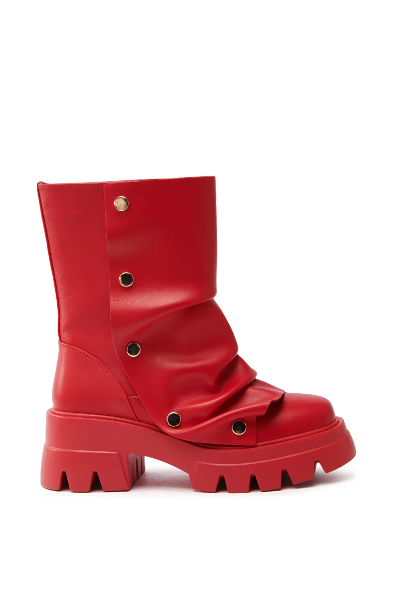 AZALEA WANG BHARTI RED SNAP DETAIL BOOTIE - Image 4