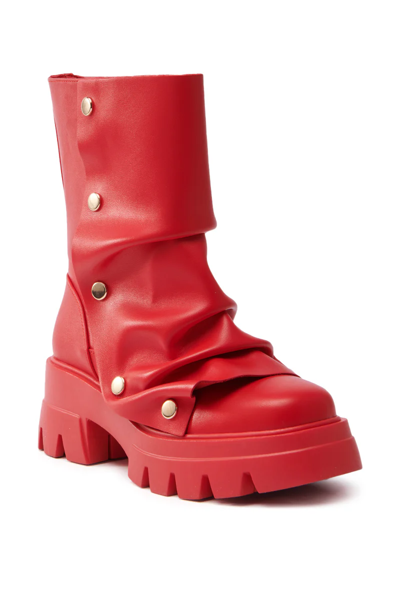 AZALEA WANG BHARTI RED SNAP DETAIL BOOTIE - Image 5