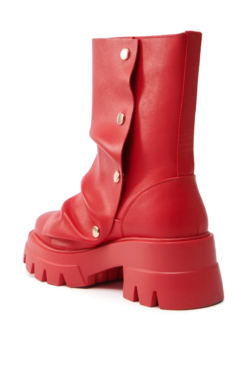 AZALEA WANG BHARTI RED SNAP DETAIL BOOTIE - Image 6