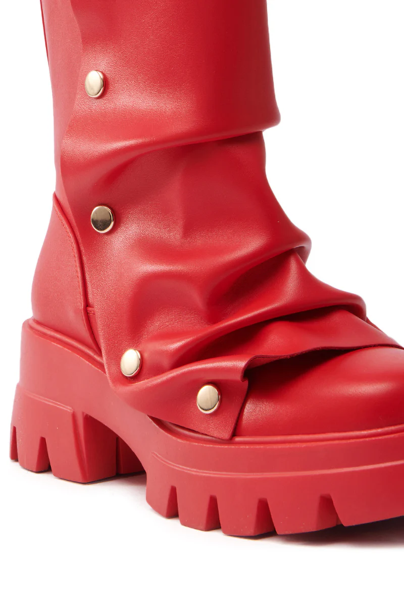 AZALEA WANG BHARTI RED SNAP DETAIL BOOTIE - Image 7
