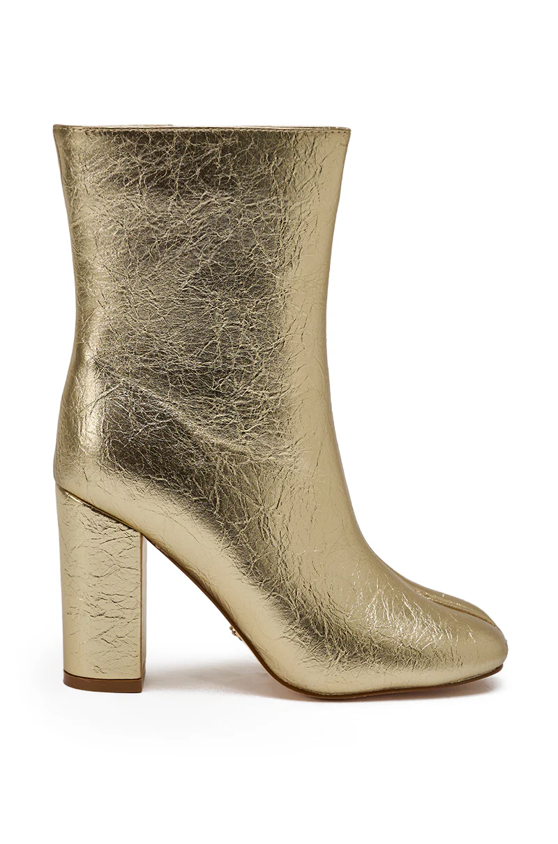 AZALEA WANG BILHA GOLD SPLIT TOE CHUNKY BOOTIE - Image 4