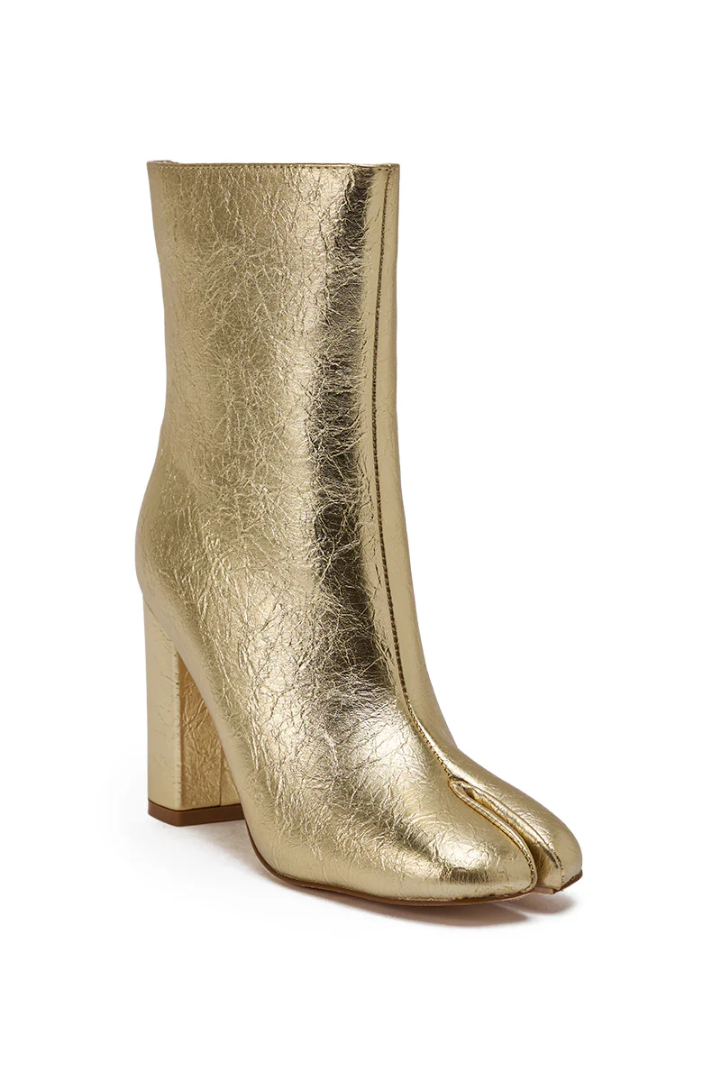 AZALEA WANG BILHA GOLD SPLIT TOE CHUNKY BOOTIE - Image 5