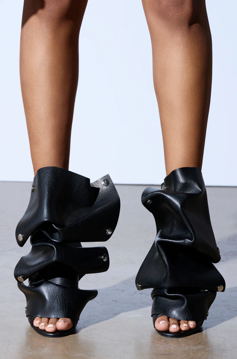 AZALEA WANG BIRD SONG SNAP OPEN TOE BOOTIE IN BLACK - Image 5