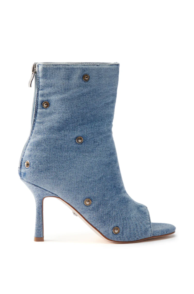 AZALEA WANG BIRD SONG DENIM OPEN TOE SNAP BOOTIE - Image 10