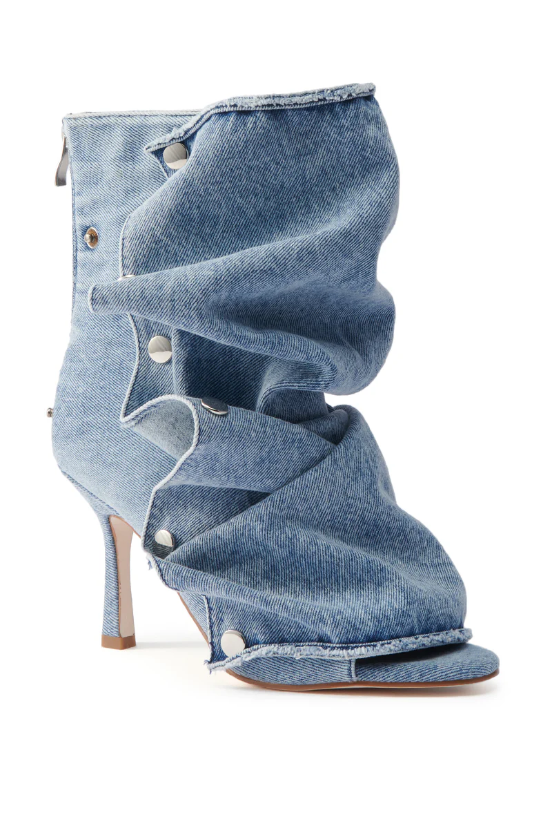 AZALEA WANG BIRD SONG DENIM OPEN TOE SNAP BOOTIE - Image 11