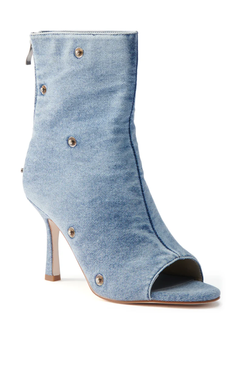 AZALEA WANG BIRD SONG DENIM OPEN TOE SNAP BOOTIE - Image 12