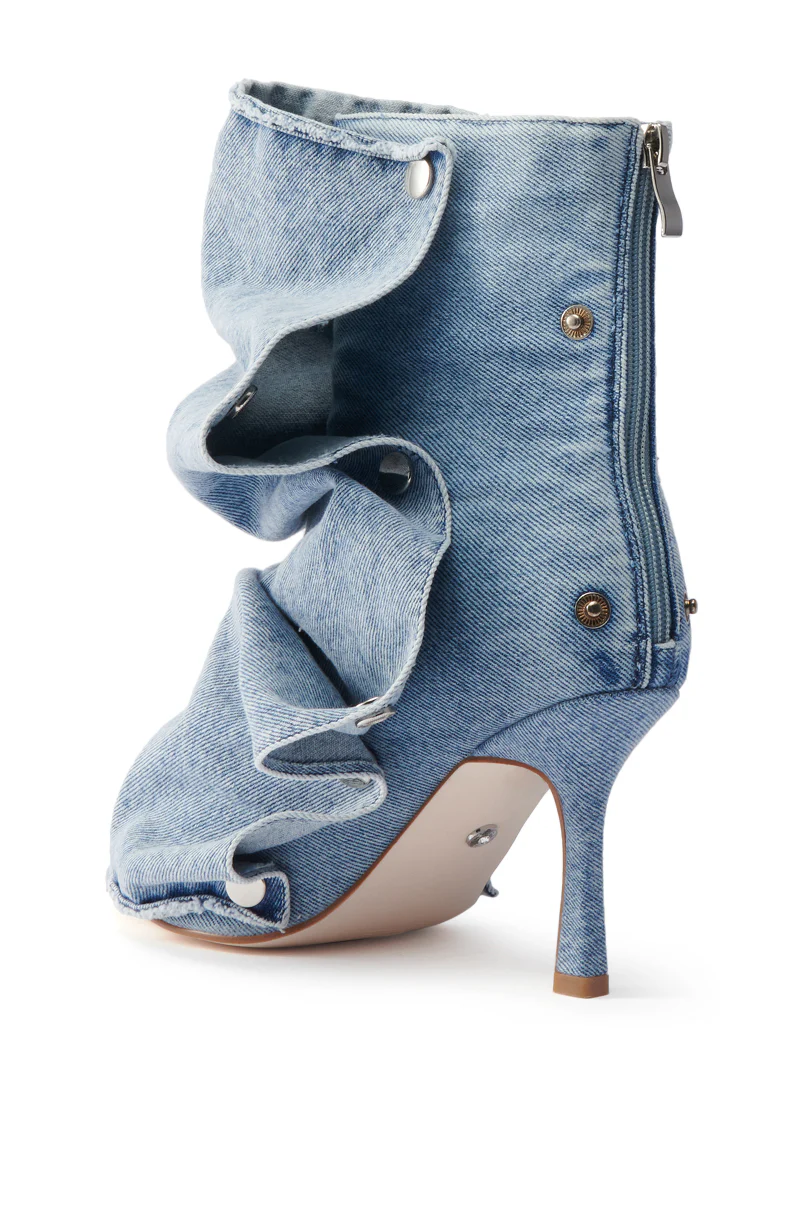 AZALEA WANG BIRD SONG DENIM OPEN TOE SNAP BOOTIE - Image 13