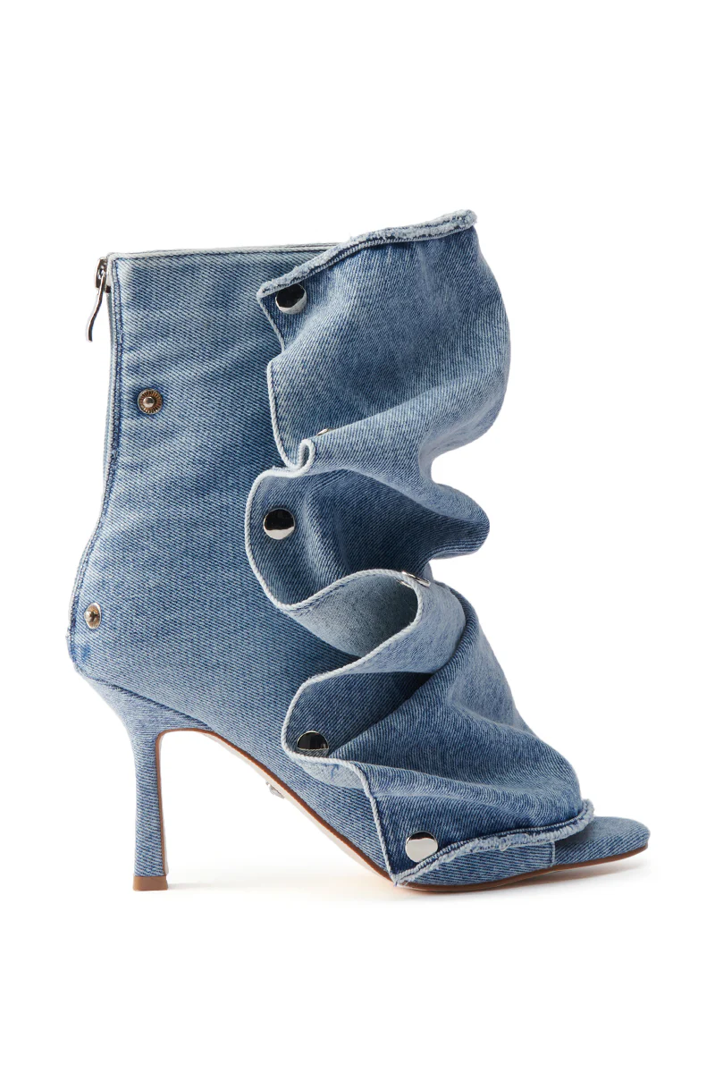 AZALEA WANG BIRD SONG DENIM OPEN TOE SNAP BOOTIE - Image 9