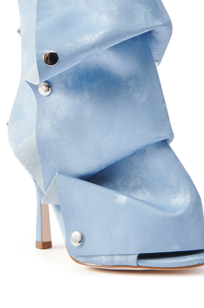 AZALEA WANG BIRD SONG SNAP OPEN TOE BOOTIE IN BLUE - Image 8
