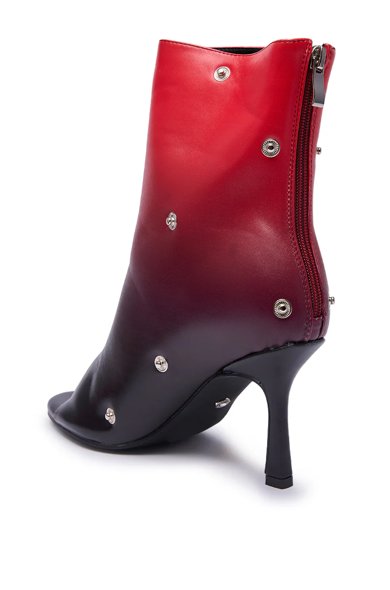 AZALEA WANG BIRDSONG RED OMBRE SNAP OPEN TOE BOOTIE - Image 10