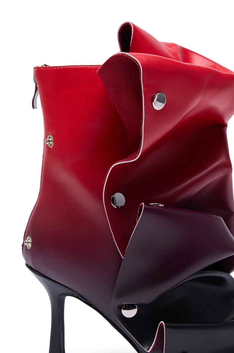 AZALEA WANG BIRDSONG RED OMBRE SNAP OPEN TOE BOOTIE - Image 12