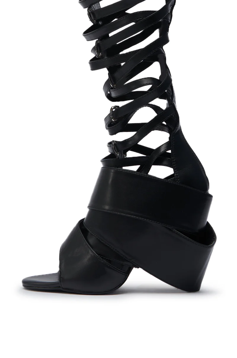 AZALEA WANG BLACKBIRD BLACK PU STILETTO GLADIATOR SANDAL - Image 6