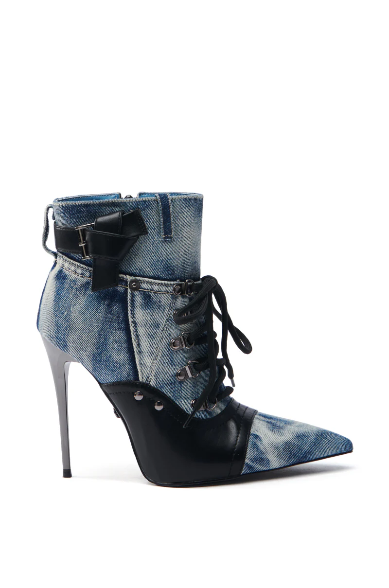 AZALEA WANG BLANCHE DENIM STILETTO BOOTIE - Image 3
