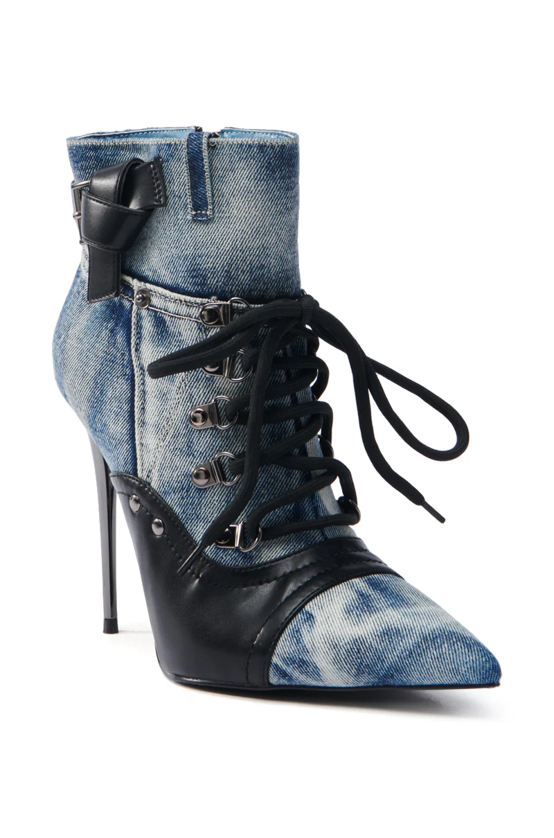 AZALEA WANG BLANCHE DENIM STILETTO BOOTIE - Image 4