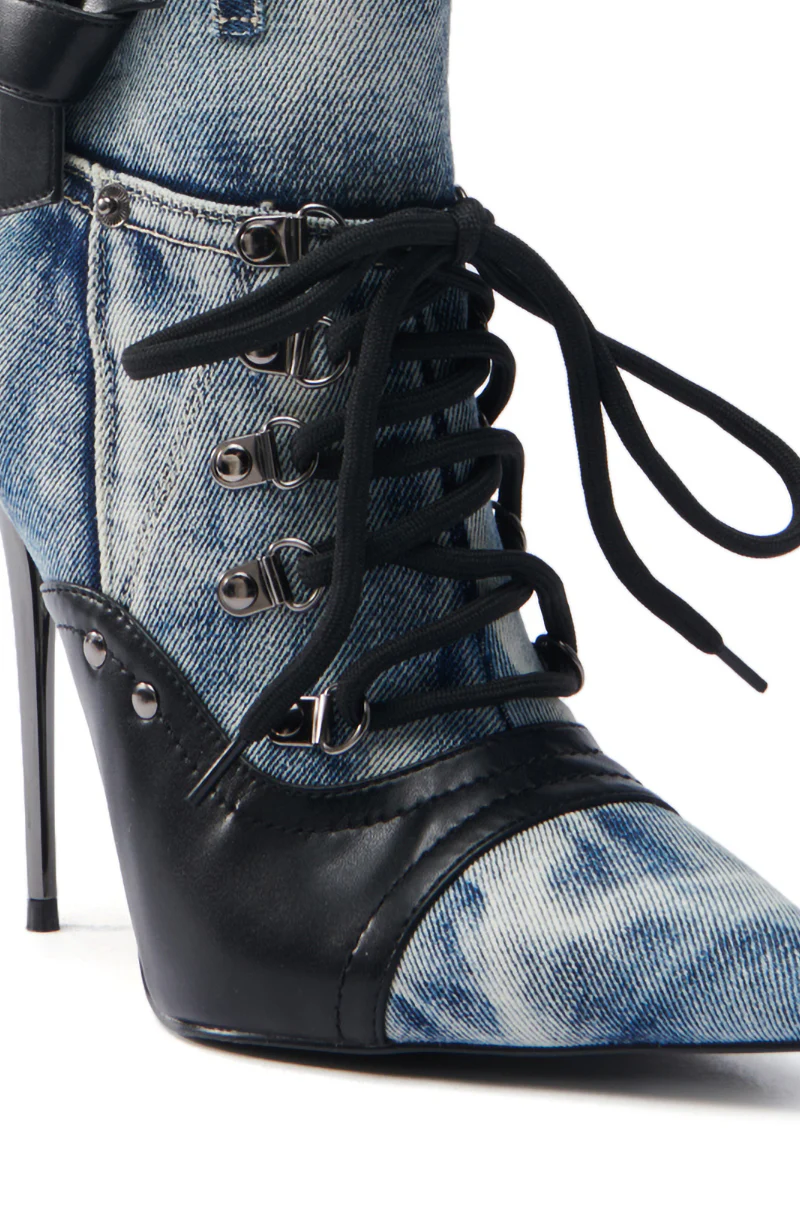 AZALEA WANG BLANCHE DENIM STILETTO BOOTIE - Image 6