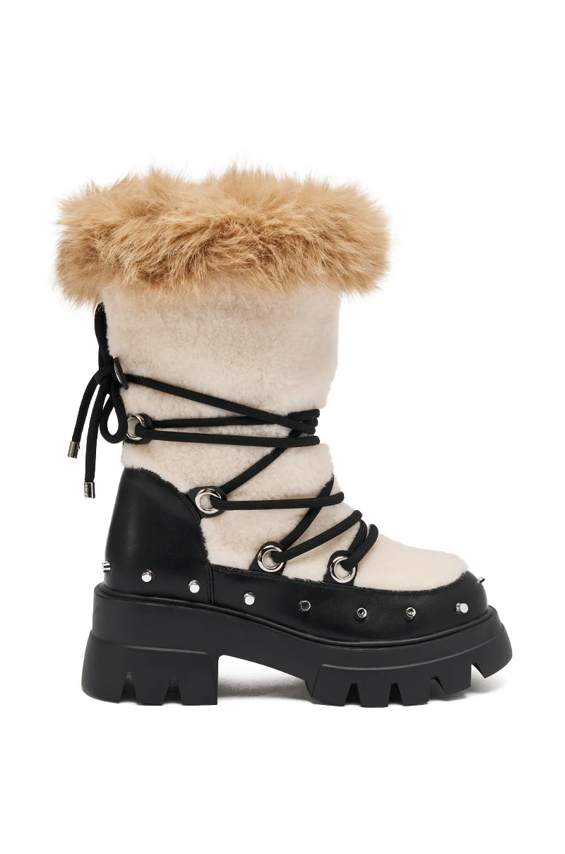 AZALEA WANG BLEJAN BLACK FUR AND SHERPA BOOTIE - Image 3