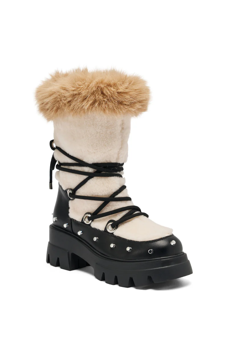 AZALEA WANG BLEJAN BLACK FUR AND SHERPA BOOTIE - Image 4