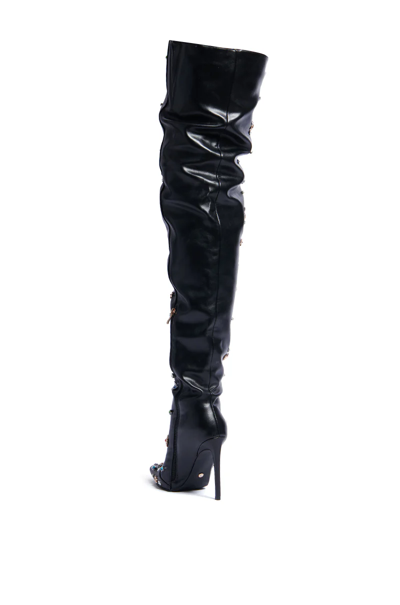 AZALEA WANG BOBEE BLACK EMBELLISHED BOOT - Image 5
