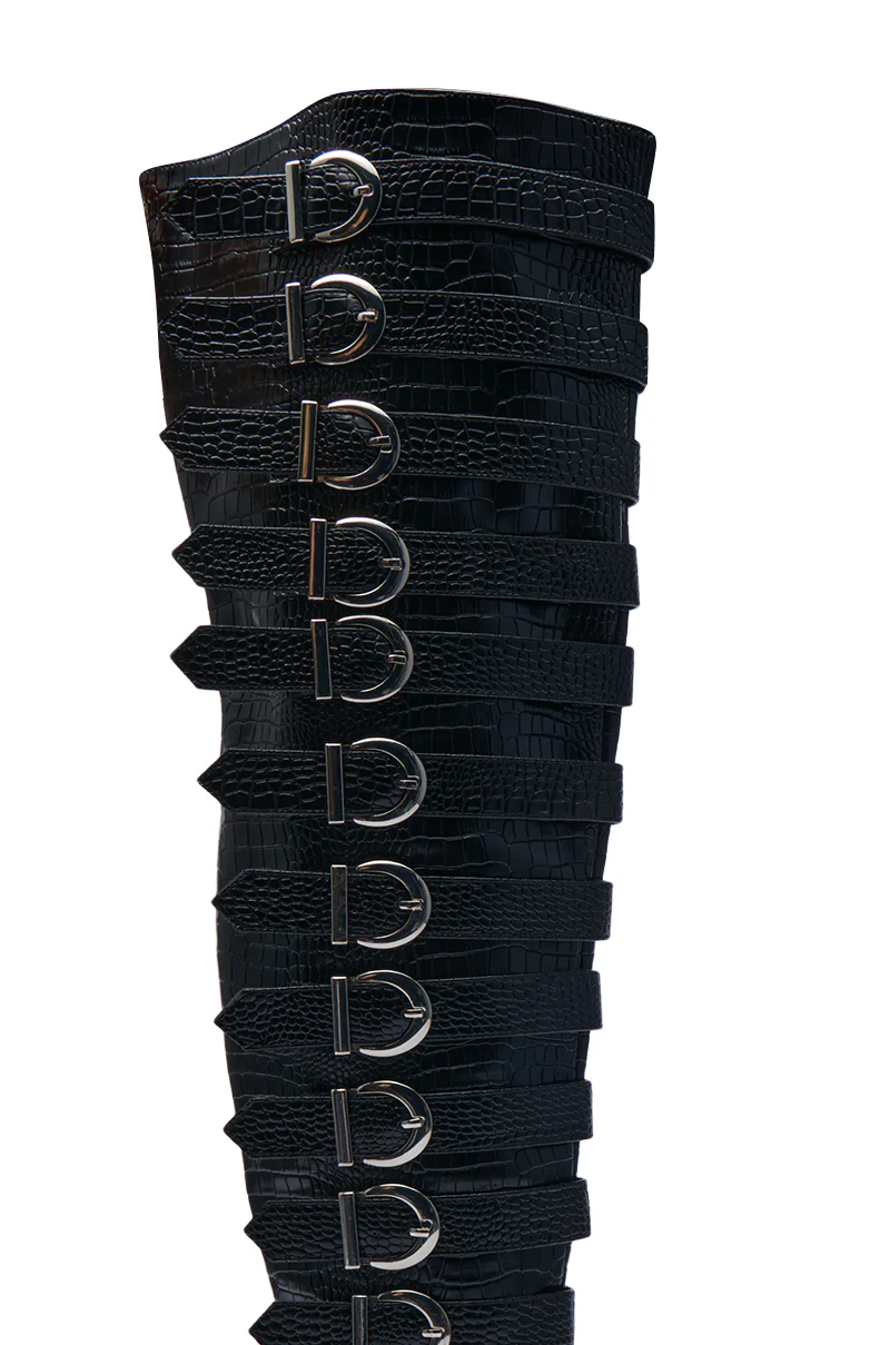 AZALEA WANG BRAULIA BLACK CROC WESTERN BOOT - Image 10