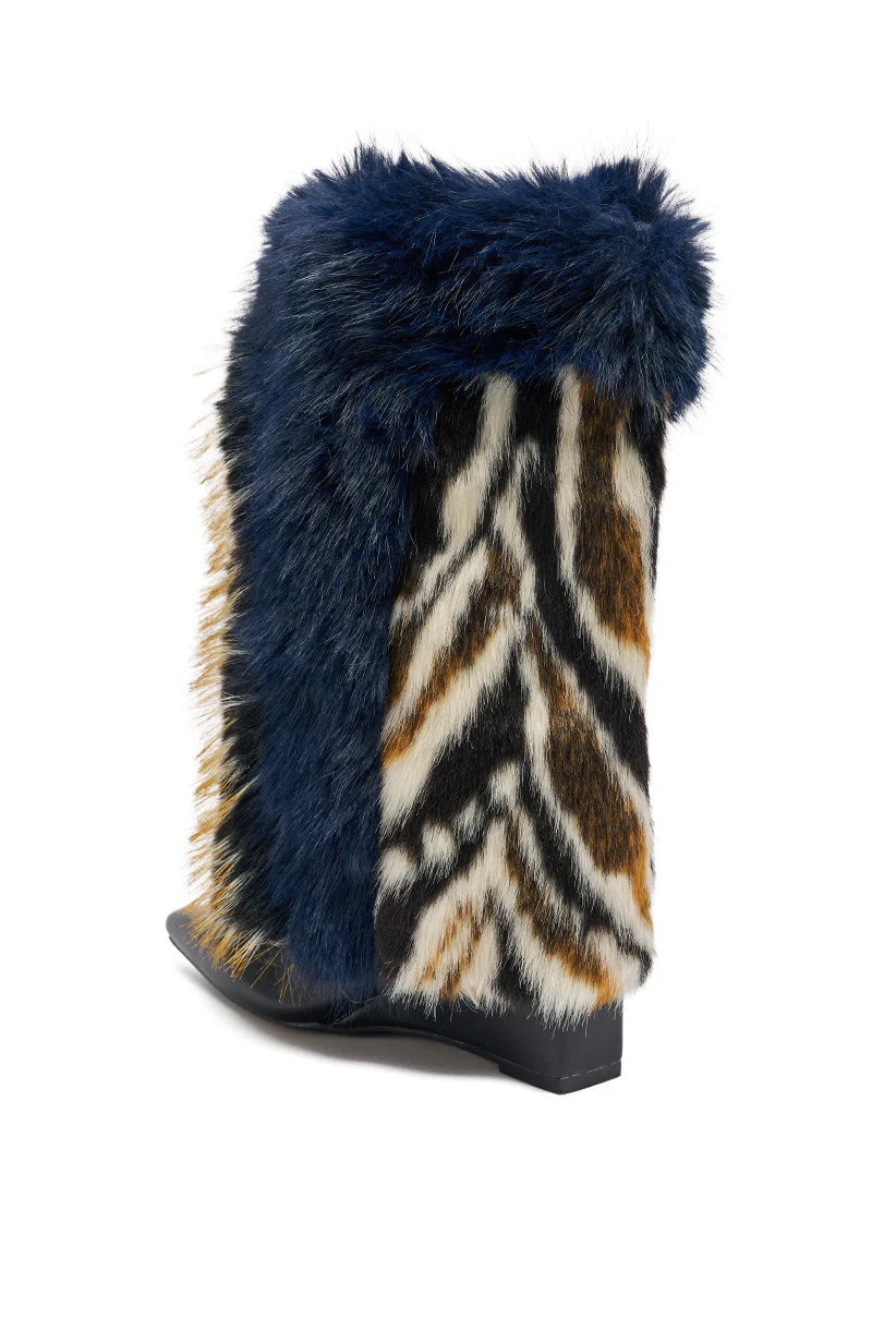 AZALEA WANG BRIASH NAVY MULTI WEDGE BOOTIE - Image 7