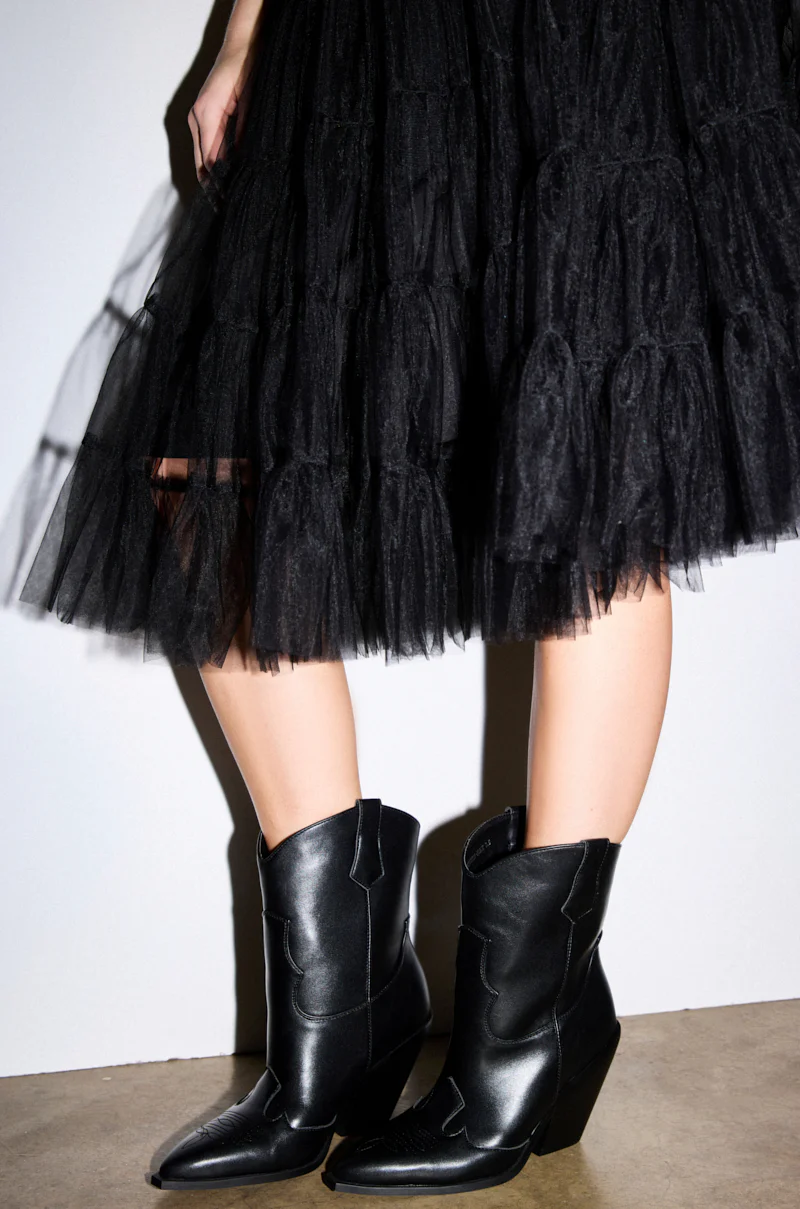 AZALEA WANG BRIGGITA BLACK WESTERN COWBOY BOOTIE - Image 2