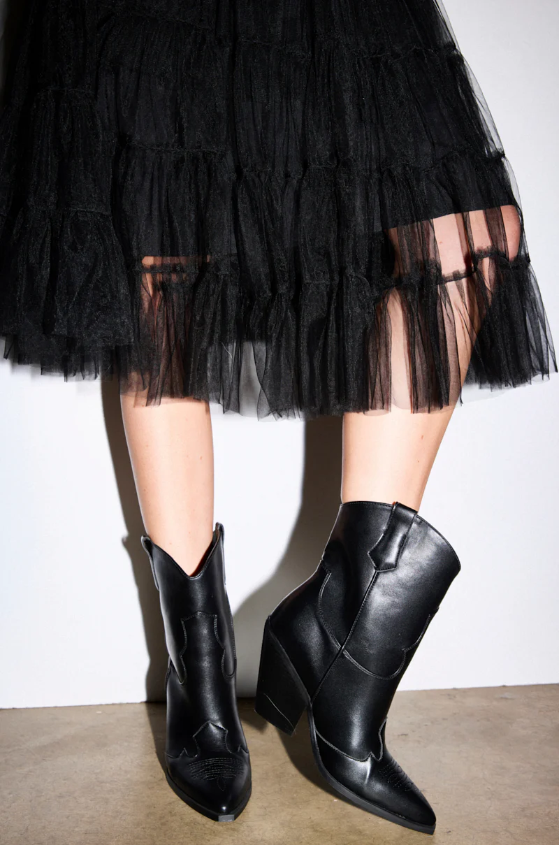 AZALEA WANG BRIGGITA BLACK WESTERN COWBOY BOOTIE - Image 3