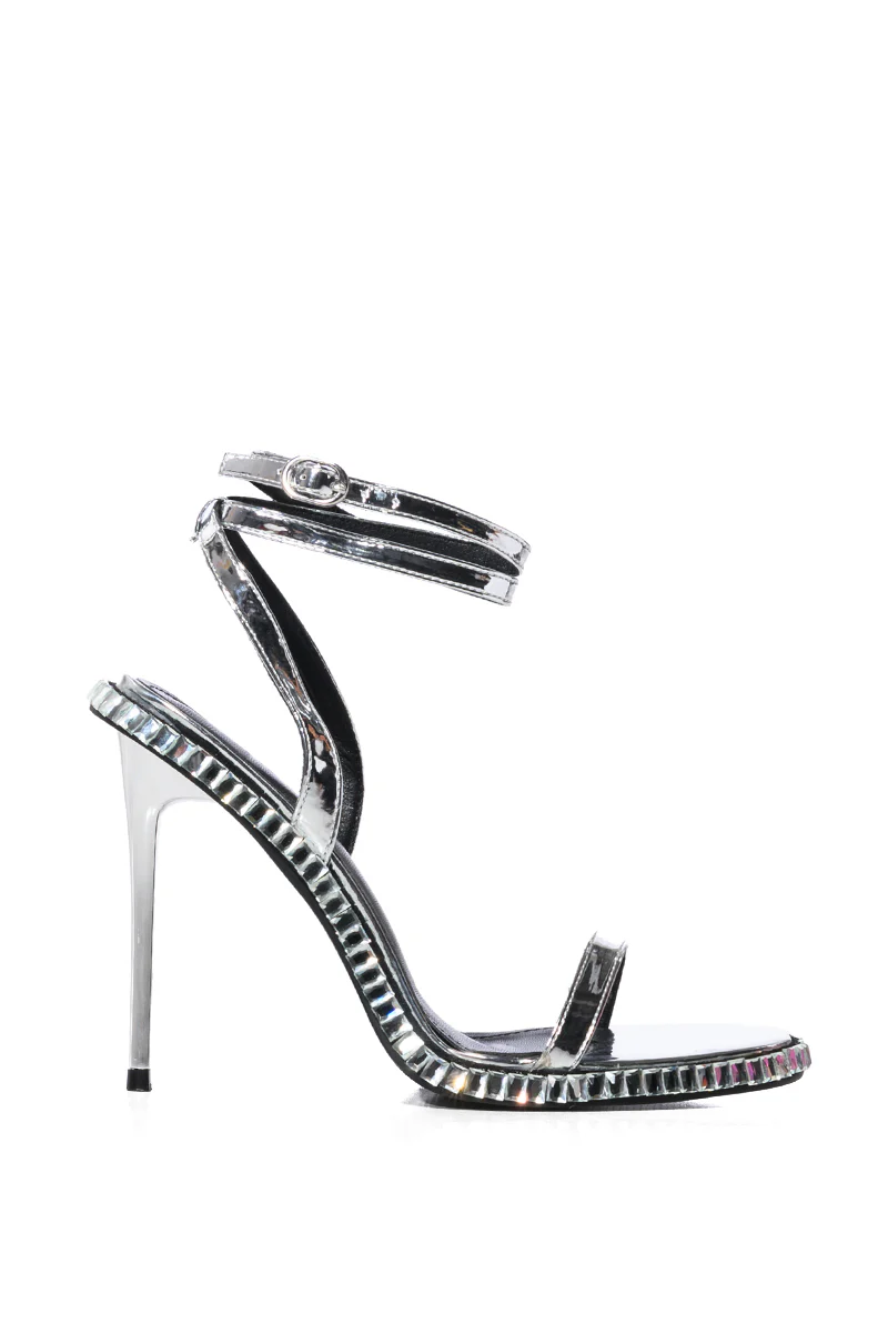 AZALEA WANG BRIK BLACK STILETTO SANDAL WITH SILVER - Image 4
