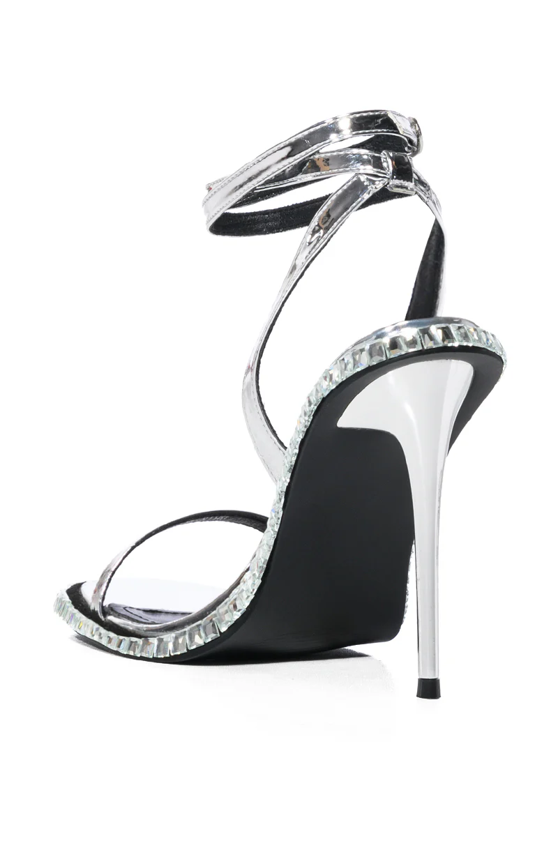 AZALEA WANG BRIK BLACK STILETTO SANDAL WITH SILVER - Image 6