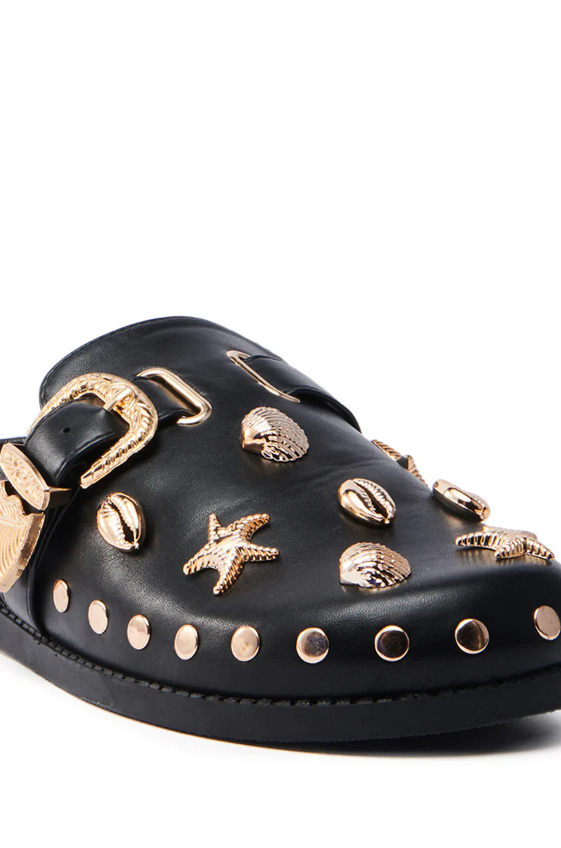 AZALEA WANG BRINY BLACK SEA SHELL EMBELLISHED CLOG - Image 6
