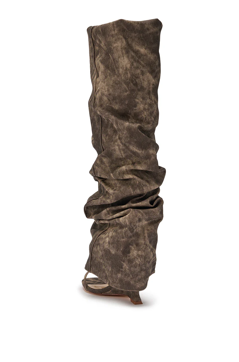 AZALEA WANG BROWN ACID WASHED DENIM GLADIATOR SANDAL - Image 6