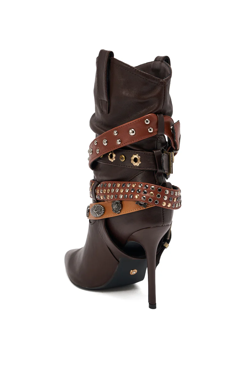 AZALEA WANG BROWN STILETTO BOOTIE - Image 8