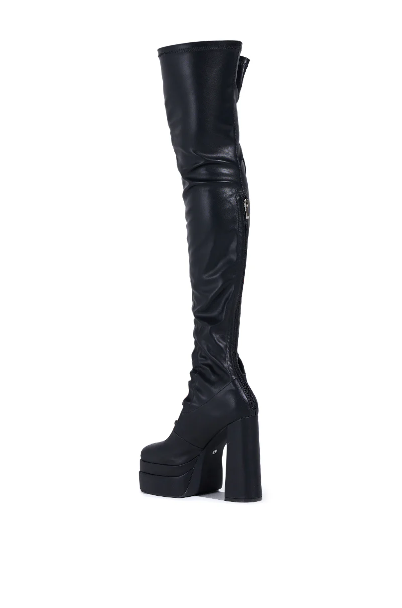 AZALEA WANG BRYNNE BLACK CHUNKY PLATFORM BOOT WITH RHINESTONE BUCKLES - Image 6