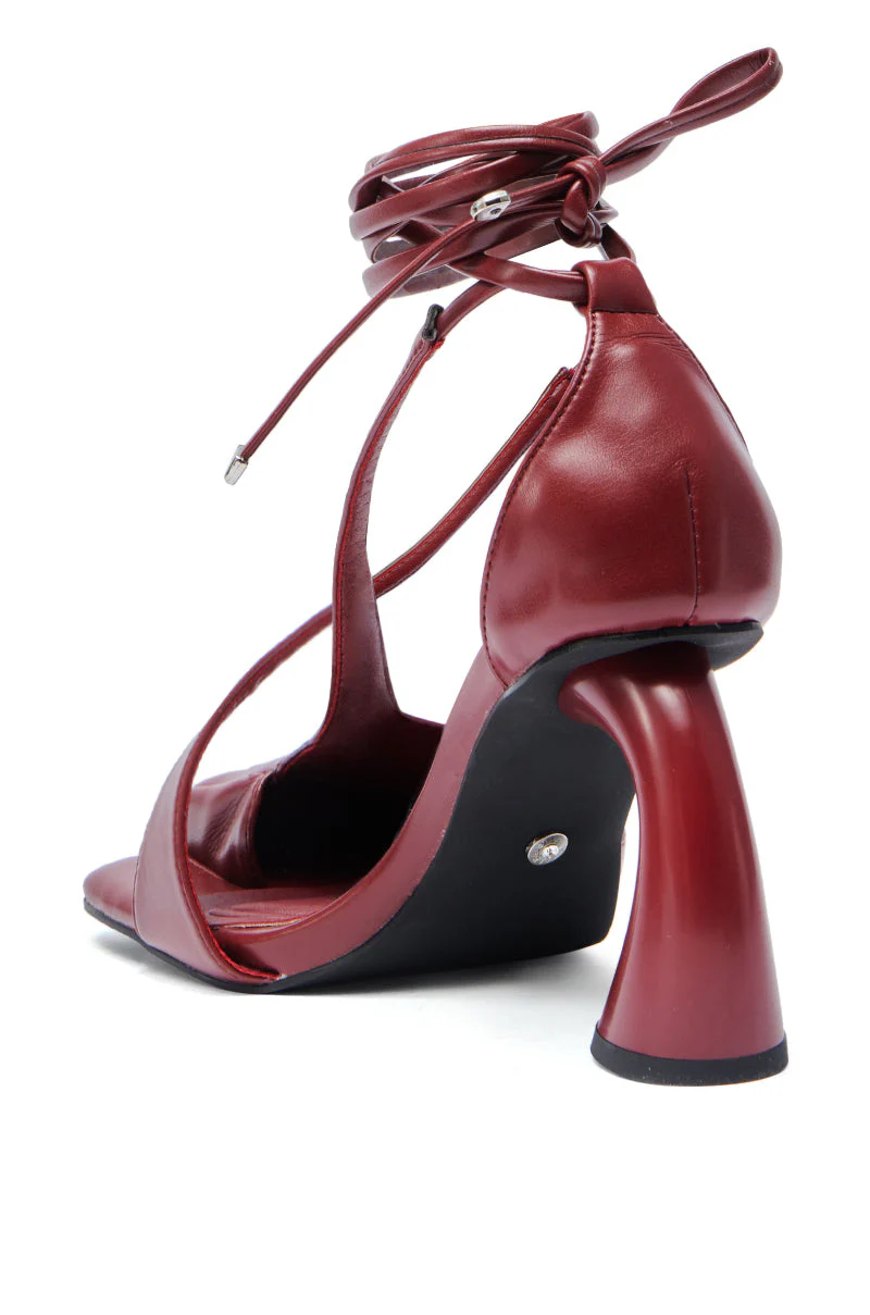 AZALEA WANG BUIKY BURGUNDY OPEN TOE PUMP - Image 6