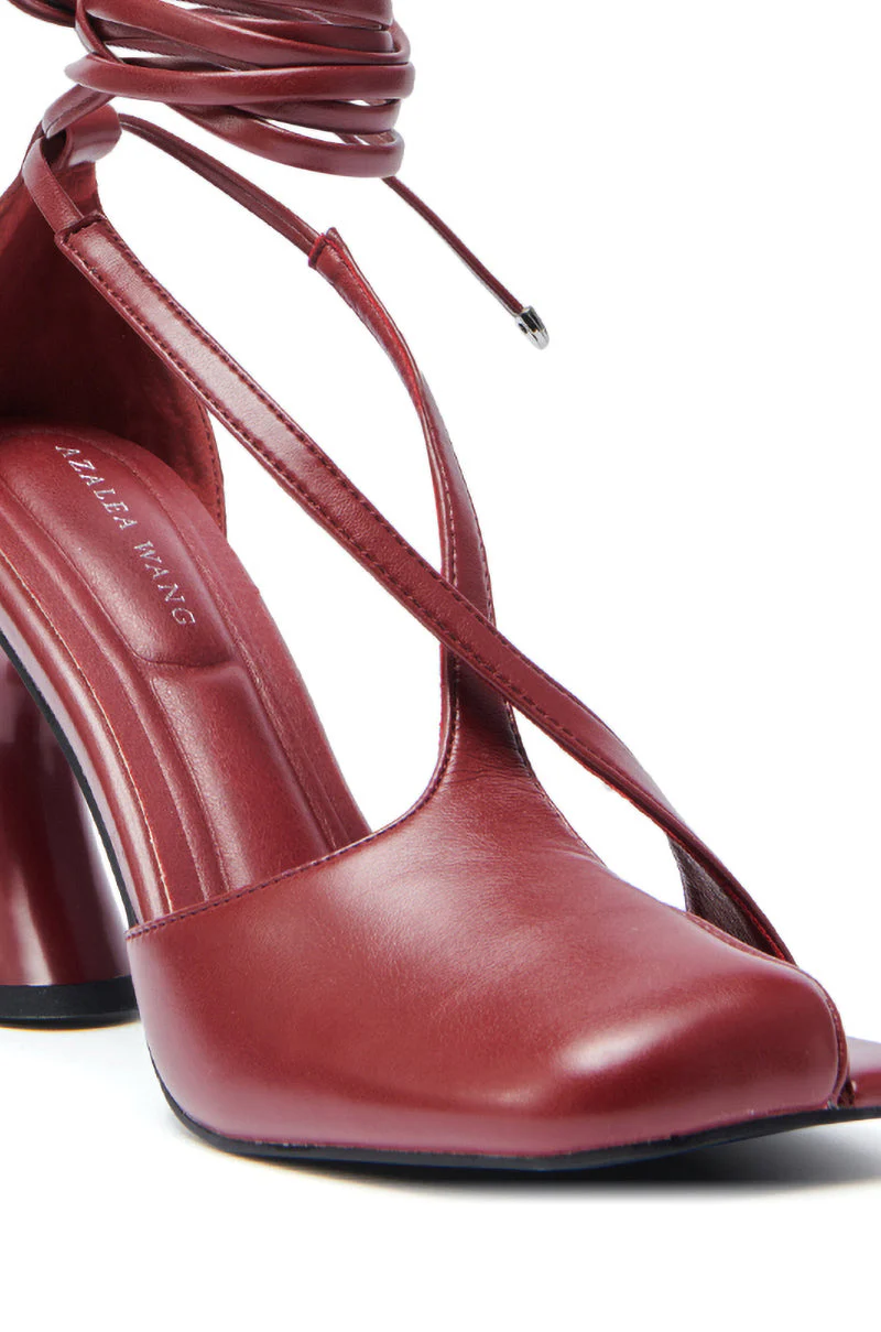 AZALEA WANG BUIKY BURGUNDY OPEN TOE PUMP - Image 7