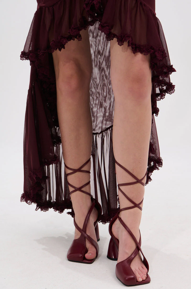 AZALEA WANG BUIKY BURGUNDY OPEN TOE PUMP - Image 8