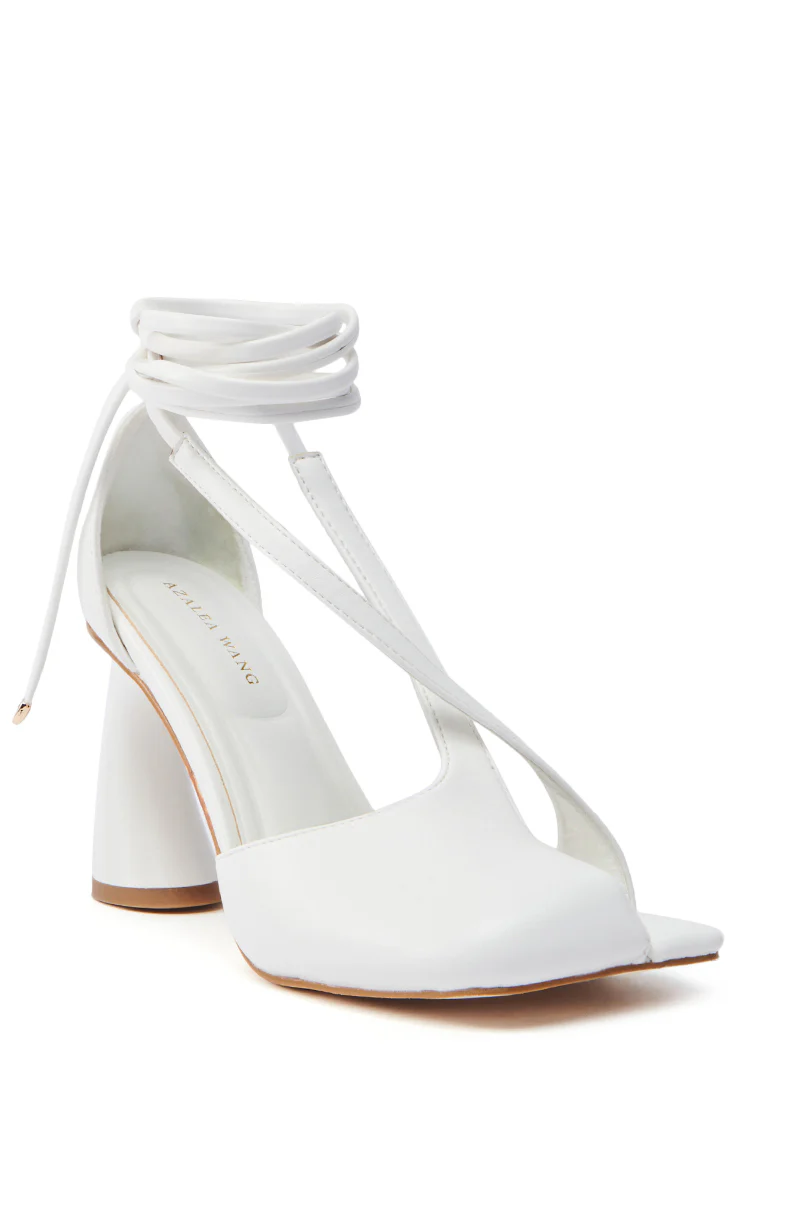 AZALEA WANG BUIKY WHITE OPEN TOE PUMP - Image 5