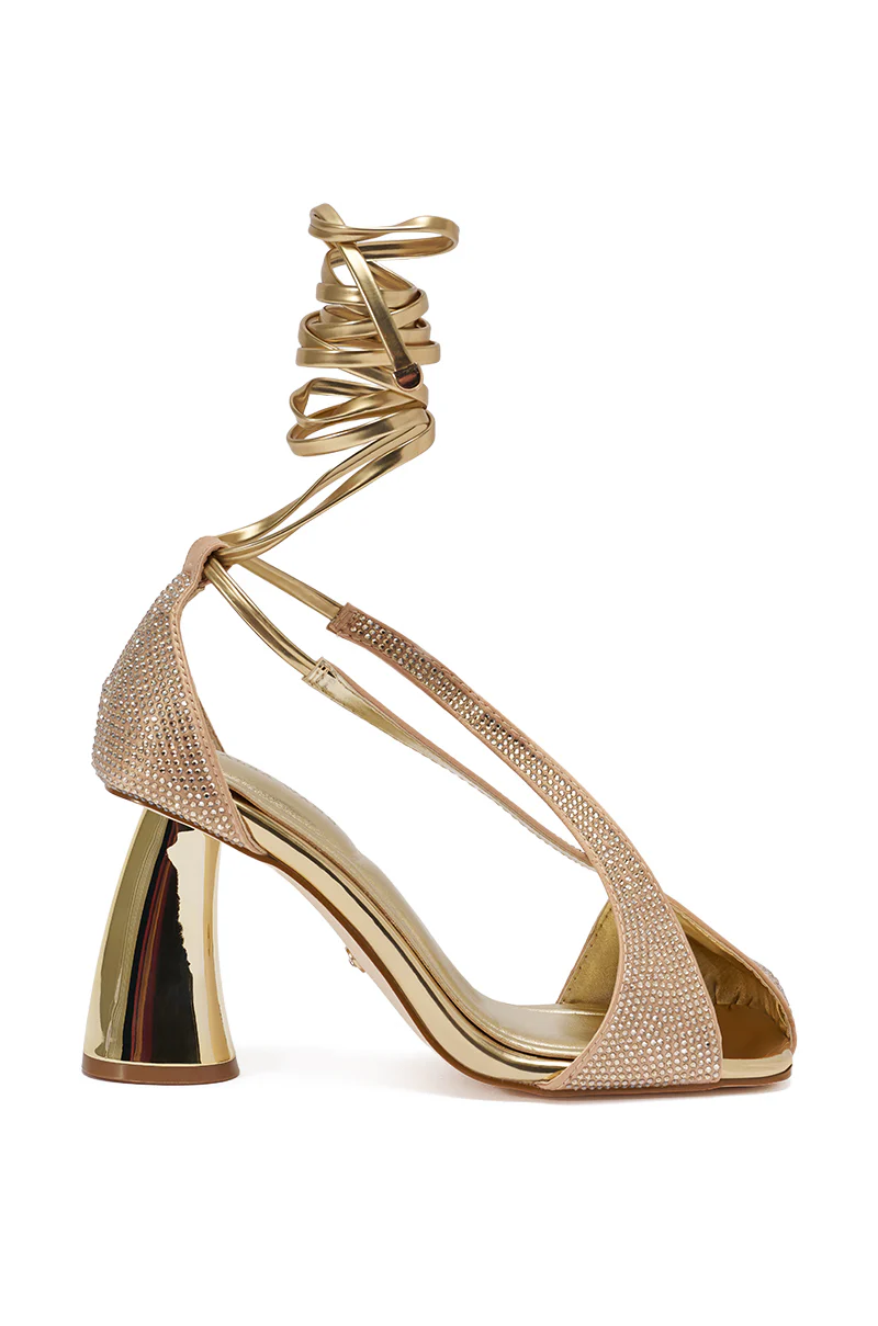 AZALEA WANG BUILANY GOLD RHINESTONE CHUNKY PUMP - Image 6
